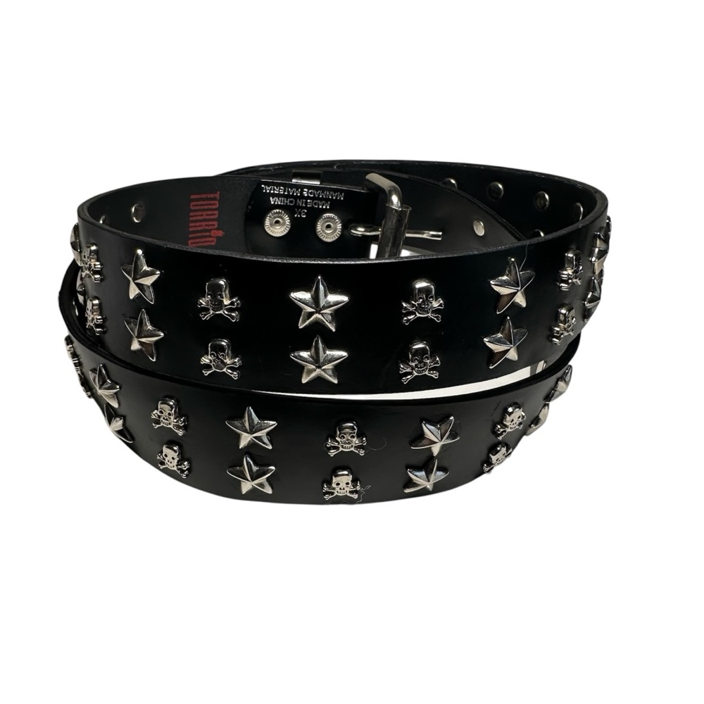 Torrid Goth Black Faux Leather Stars & Skulls Studded Belt - Women's Size 3XL